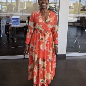 Sheer Floral Shirt Maxi Dress